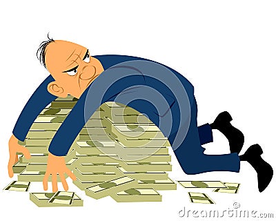 Greedy businessman Vector Illustration