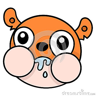 Greedy chubby weasel head. doodle icon drawing Vector Illustration