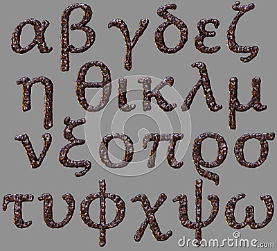 Greek alphabet rock iron letter set Stock Photo