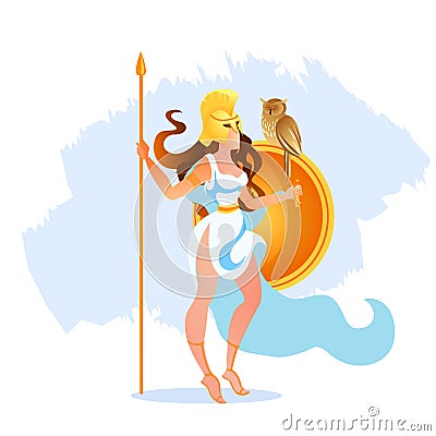 Greek Athena Pallas Goddess of Victorious War Vector Illustration