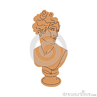 Greek bust sculpture of abstract goddess drawn in modern style. Antique face statue of Ancient Greece. Classic artwork Vector Illustration