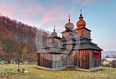 Greek Catholic Wooden church, Dobroslava, Slovakia Editorial Stock Photo