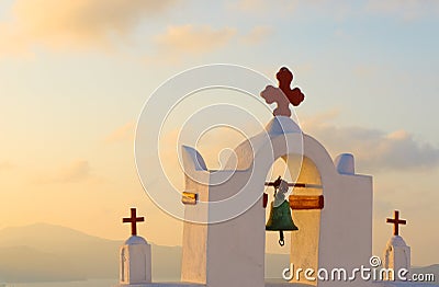 Greek church at Santorini island Stock Photo