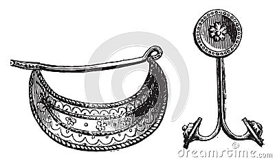 Greek clip and earring, belonging to the Campana collection of the Louvre Museum Vector Illustration