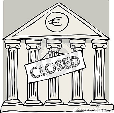 Greek closed bank Vector Illustration