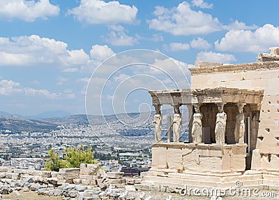 GREEK COLUMNS ATHENS RUINS LANDSCAPE Stock Photo