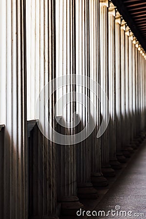 Greek columns in perspective Stock Photo