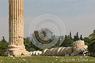 Greek columns, Temple of Olympian Zeus, Athens Stock Photo