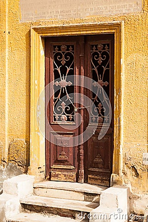 Greek crypt in cemetery in Coptic Cairo Stock Photo