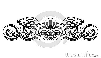 Greek decorative element flower, greek vector shape, stucco decoration, cartouche Vector Illustration