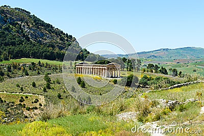 Greek Doric temple in Segesta Stock Photo