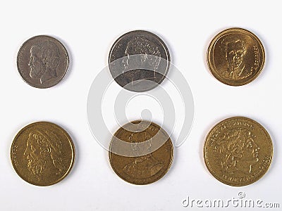 Greek drachmas Stock Photo