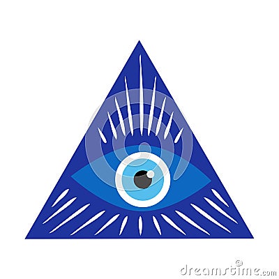 Greek evil eye, symbol of protection. Glass Turkish eye Nazar Boncugu. Amulet, talisman from the evil eye Vector Illustration