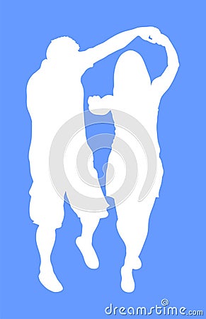 A Greek Evzone dancing couple vector silhouette. Cartoon Illustration