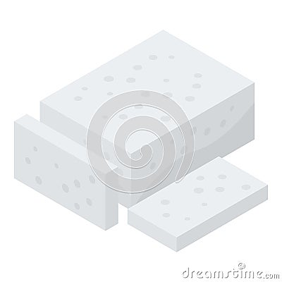 Greek feta cheese icon, isometric style Vector Illustration