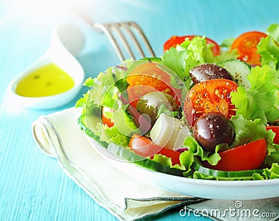 Greek feta and olive salad Stock Photo