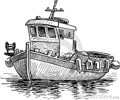 Greek fishing boat Vector Illustration