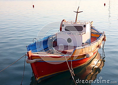 Greek fishing dinghy Stock Photo