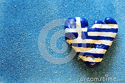 Greek flag in the shape of a heart Stock Photo