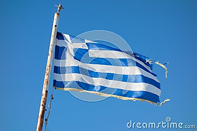 Greek flags Stock Photo