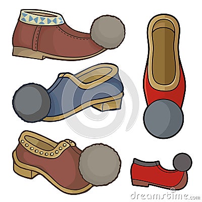 Greek Folk Shoes Icons Vector Illustration