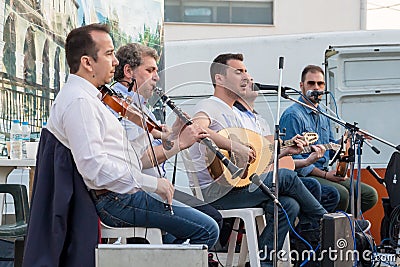 Greek folklore musicians Editorial Stock Photo