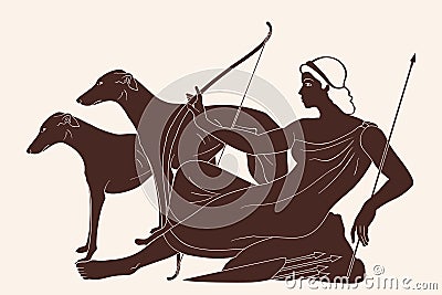 Greek goddess Artemis. Vector Illustration