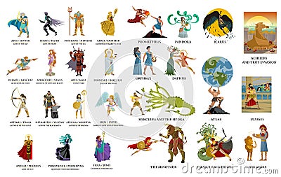 Greek gods and mythology collection Vector Illustration