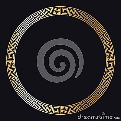 Greek gold frame on a black background, vector Vector Illustration