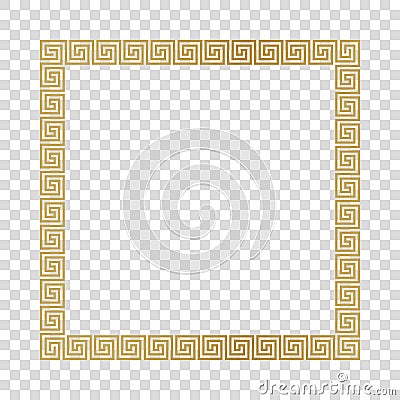 Greek gold frame, square meander pattern, vector Vector Illustration