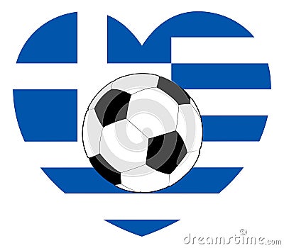 Greek Greece Flag Soccer Football Heart Vector Illustration