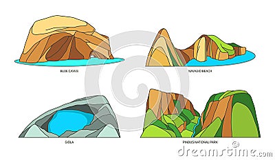Greek or Greece vector national nature monuments Stock Photo