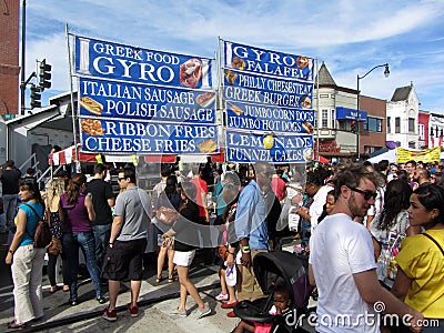 Greek Gyro Vendor Editorial Stock Photo