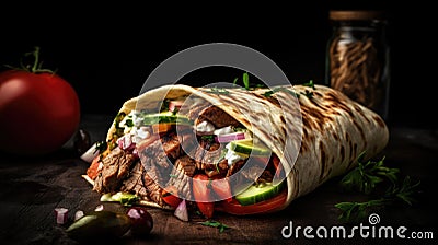 Greek gyros - food photography - made with Generative AI tools Stock Photo
