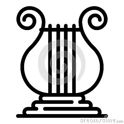 Greek harp icon, outline style Vector Illustration