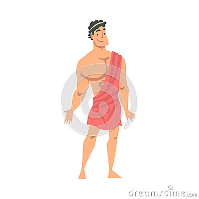 Greek or Hellene Man Character in Ethnic Chiton Clothing Vector Illustration Vector Illustration