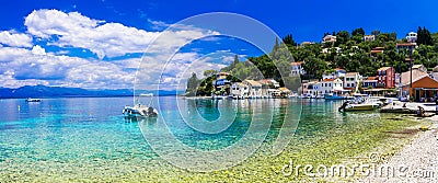 Greek holidays - tranquil village Loggos in gorgeous Paxos island Editorial Stock Photo