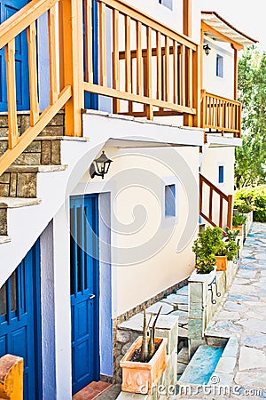 Greek houses Stock Photo