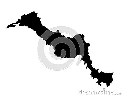 Greek island Euboea map vector silhouette isolated on white background. Evia map silhouette. Vector Illustration