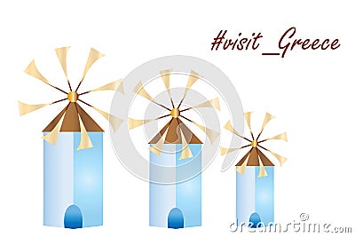 Greek island windmills vector - visit greece logo Vector Illustration
