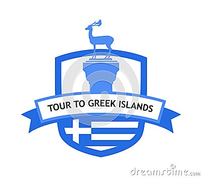 Greek Islands Cruise banner with National flag Vector Illustration