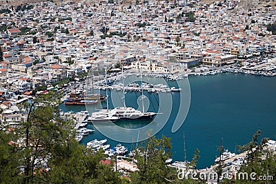 Greek islands. Kalymnos. Harbour. The best tourist destination in Aegean Sea Editorial Stock Photo