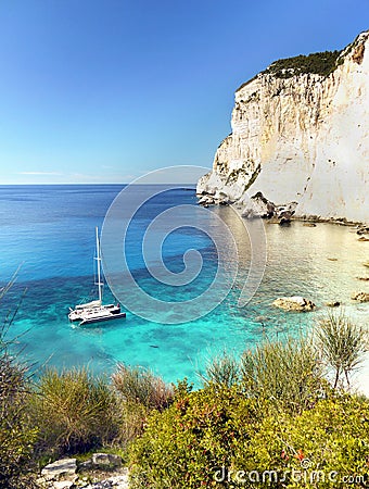 Greek Islands, Sea Cliffs, Coast Landscape, Beaches Stock Photo