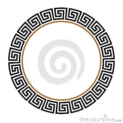 Greek key round frame. Typical egyptian, assyrian and greek motives circle border. Vector Illustration