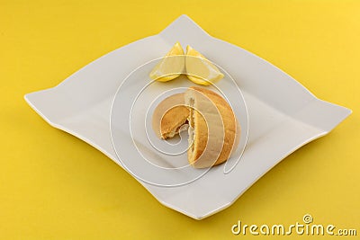 Greek lemon shortbread pie halves with lemon slices Stock Photo