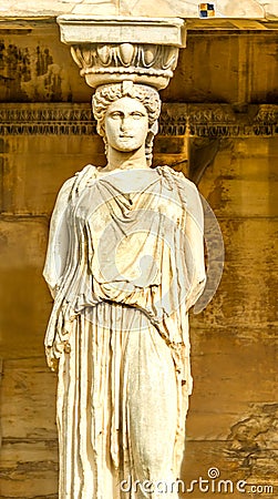 Greek Maiden Caryatids Ruins Temple Erechtheion Acropolis Athens Stock Photo