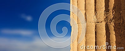 Greek marble pillar detail on blue sky background Stock Photo