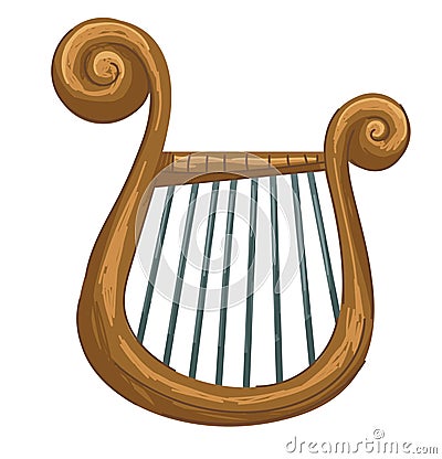 Greek musical instrument, golden lyra or harp Stock Photo