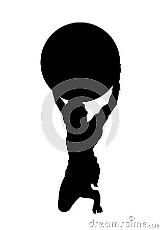 Greek mythology Titan God Atlas vector silhouette illustration isolated on white. Cartoon Illustration