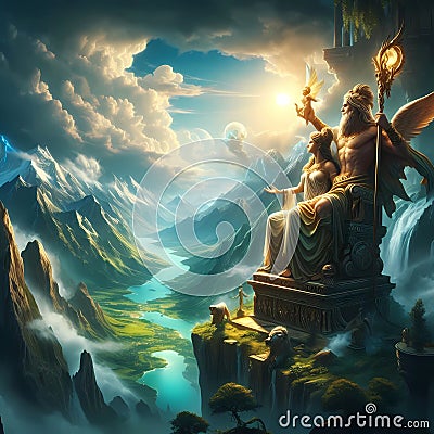 Greek mythology Zeus and Hera Mount Olympus Stock Photo